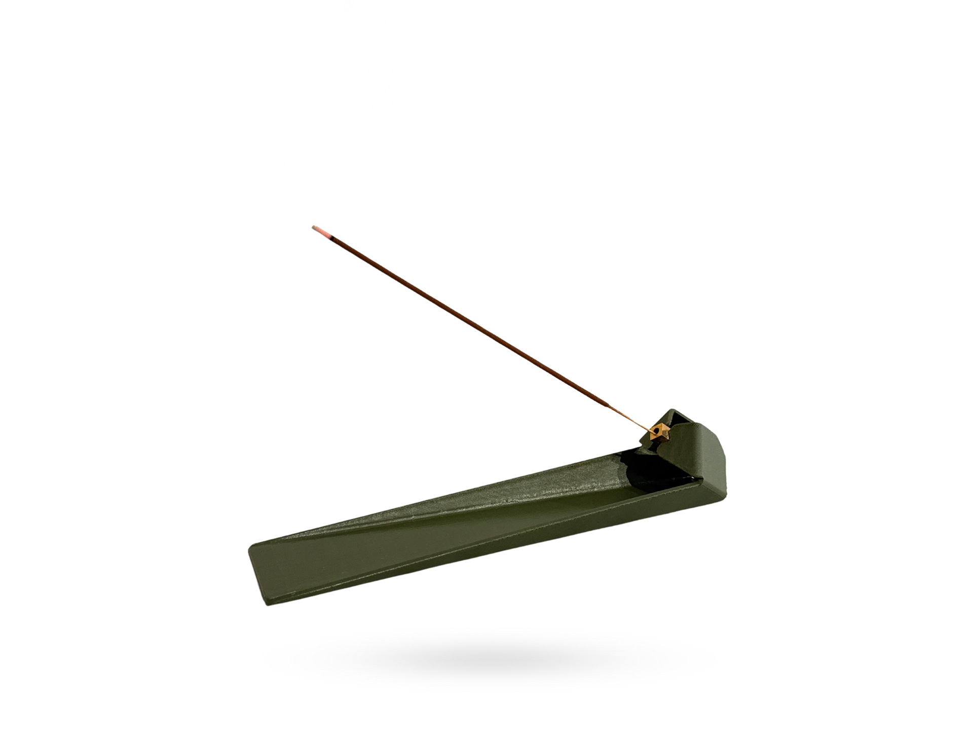 OBJ STUDIO Cliff Incense Holder in olive green, 3D-printed minimalist design for sustainable home décor and rituals.