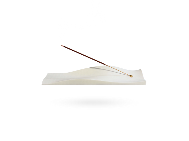 OBJ STUDIO Dune Incense Holder in matte white, 3D-printed minimalist design for sustainable modern décor and rituals.