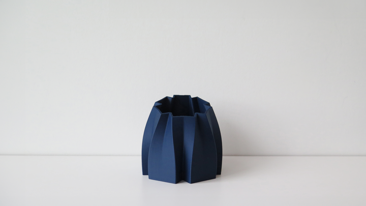 Flake Series Small Planter by OBJ STUDIO, architectural-inspired minimalist form, 3D-printed with PLA for design-forward homes.