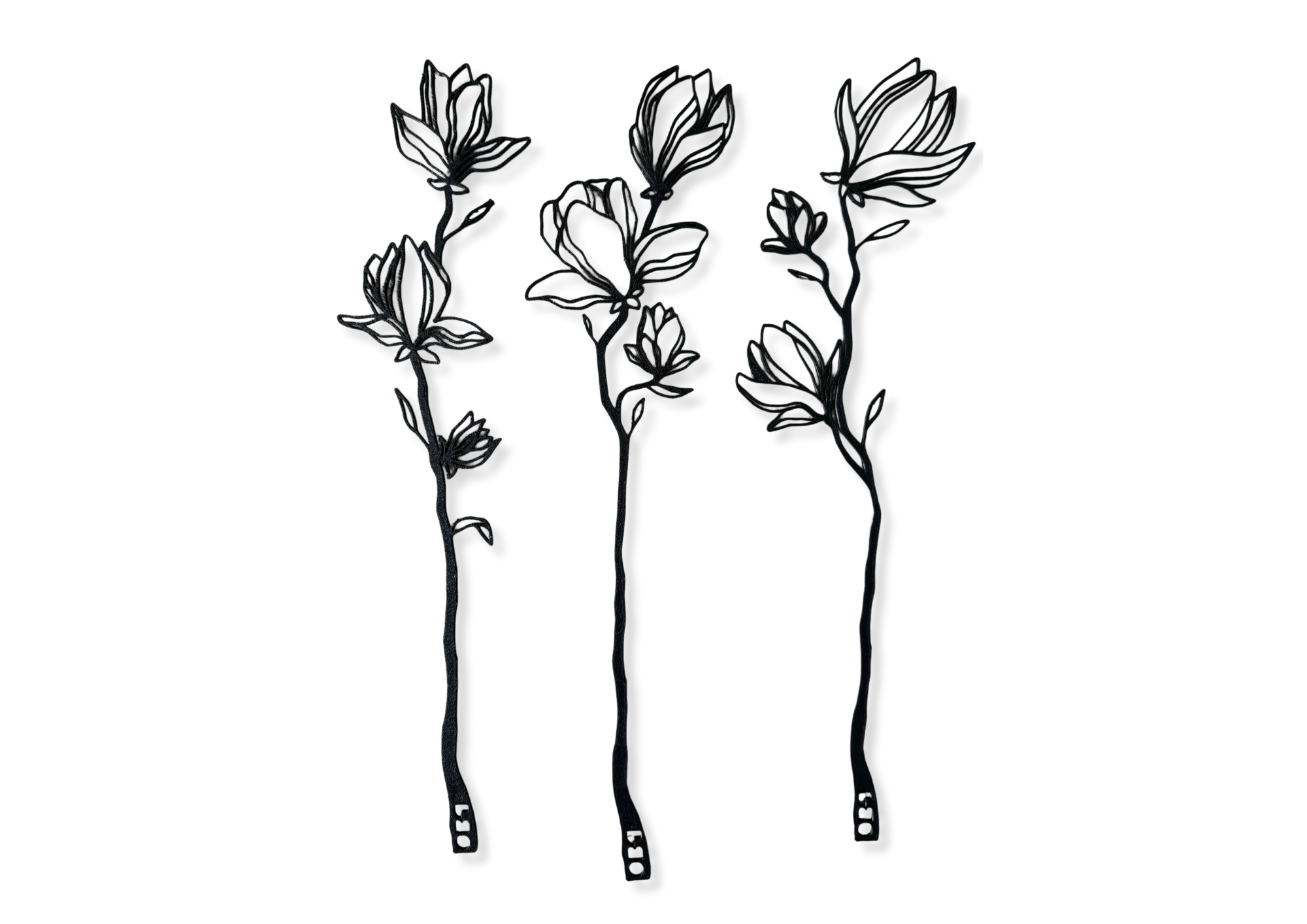 Elegant black 3D-printed floral sculpture by OBJ STUDIO, luxury eco-friendly home décor for modern interiors.