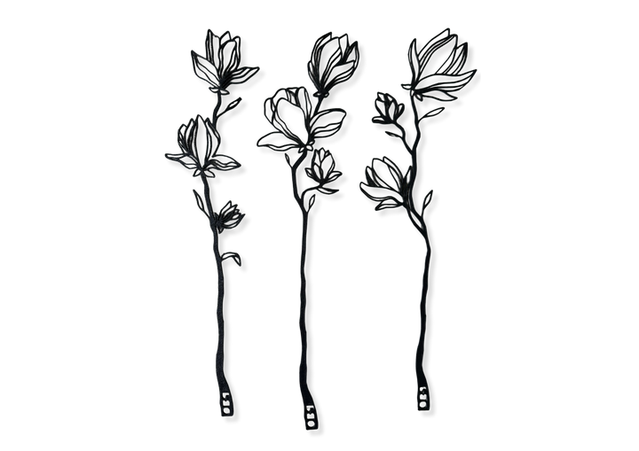 Elegant black 3D-printed floral sculpture by OBJ STUDIO, luxury eco-friendly home décor for modern interiors.