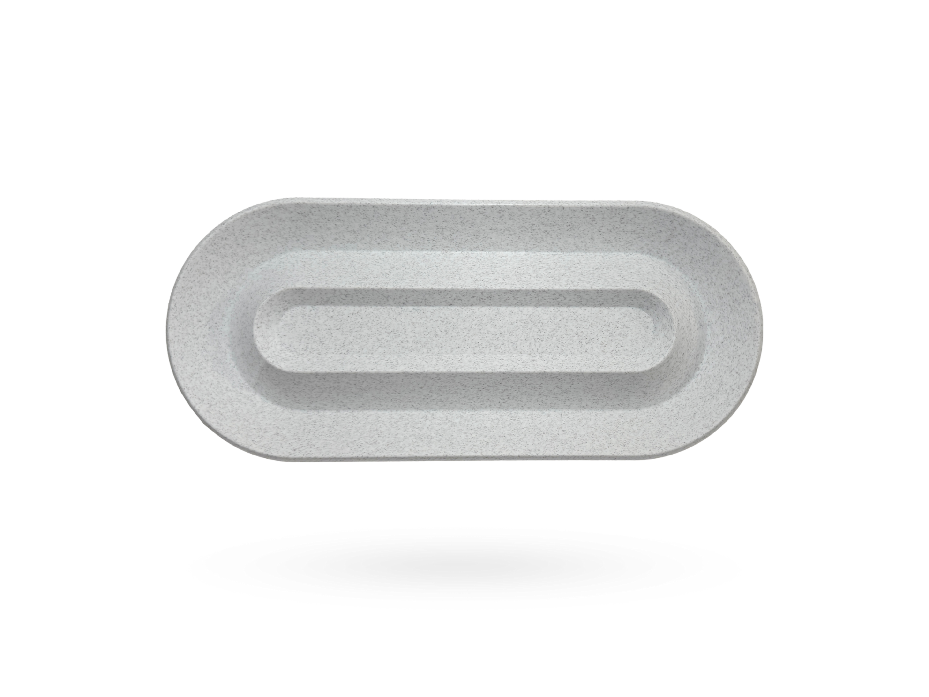 OBJ STUDIO Nook Tray in marble white finish, 3D-printed minimalist design tray for modern sustainable décor.
