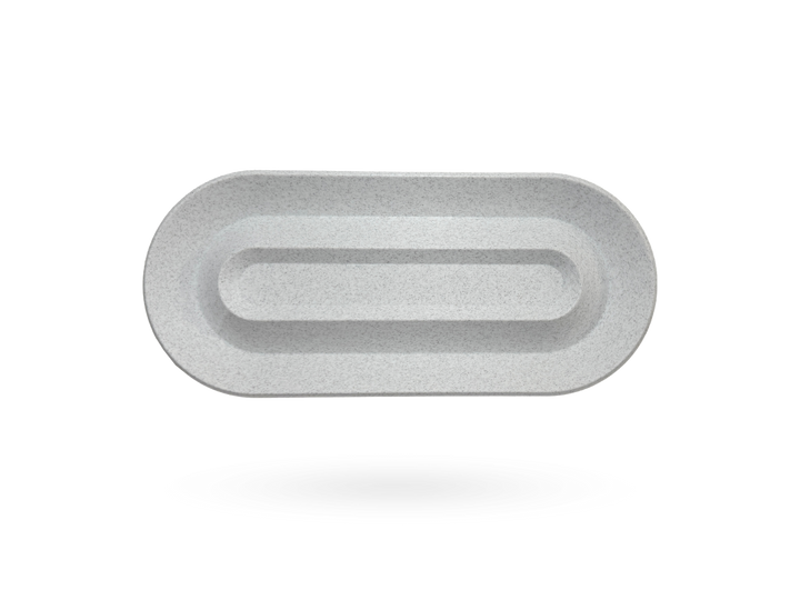 OBJ STUDIO Nook Tray in marble white finish, 3D-printed minimalist design tray for modern sustainable décor.