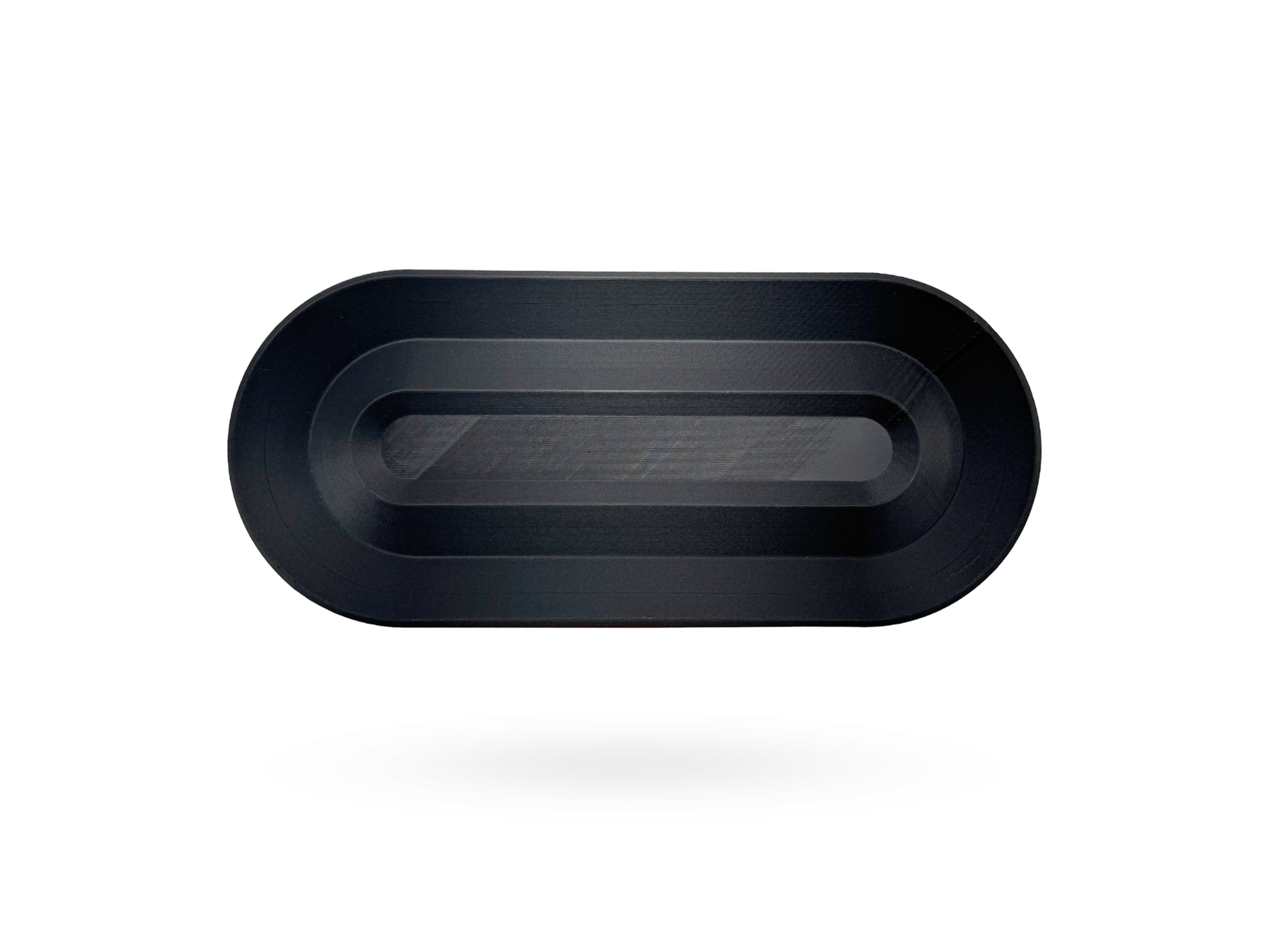 Eco-friendly Nook Tray by OBJ STUDIO, 3D-printed from plant-based PLA in charcoal color, sustainable modern design tray.