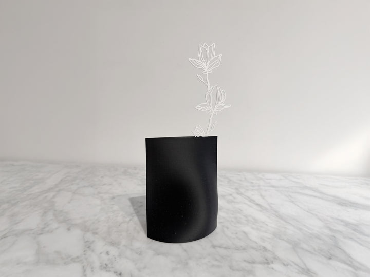 OBJ STUDIO Rove Series Medium Vase with 3D-printed flower silhouette, modern sustainable home décor accent.