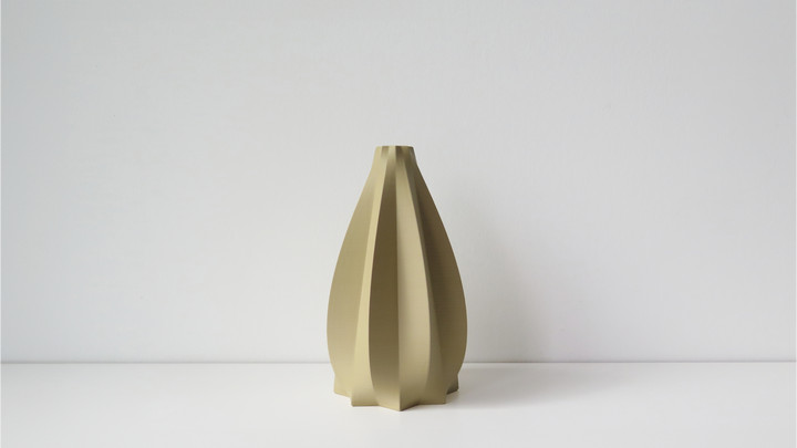 OBJ STUDIO Cao Series Medium Vase, 3D-printed from sustainable PLA with minimalist architectural design, eco-friendly statement décor for modern interiors.