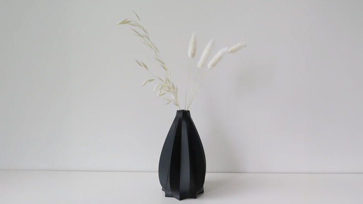 OBJ STUDIO Cao Series Medium Vase, 3D-printed from sustainable PLA with minimalist architectural design, eco-friendly statement décor for modern interiors.