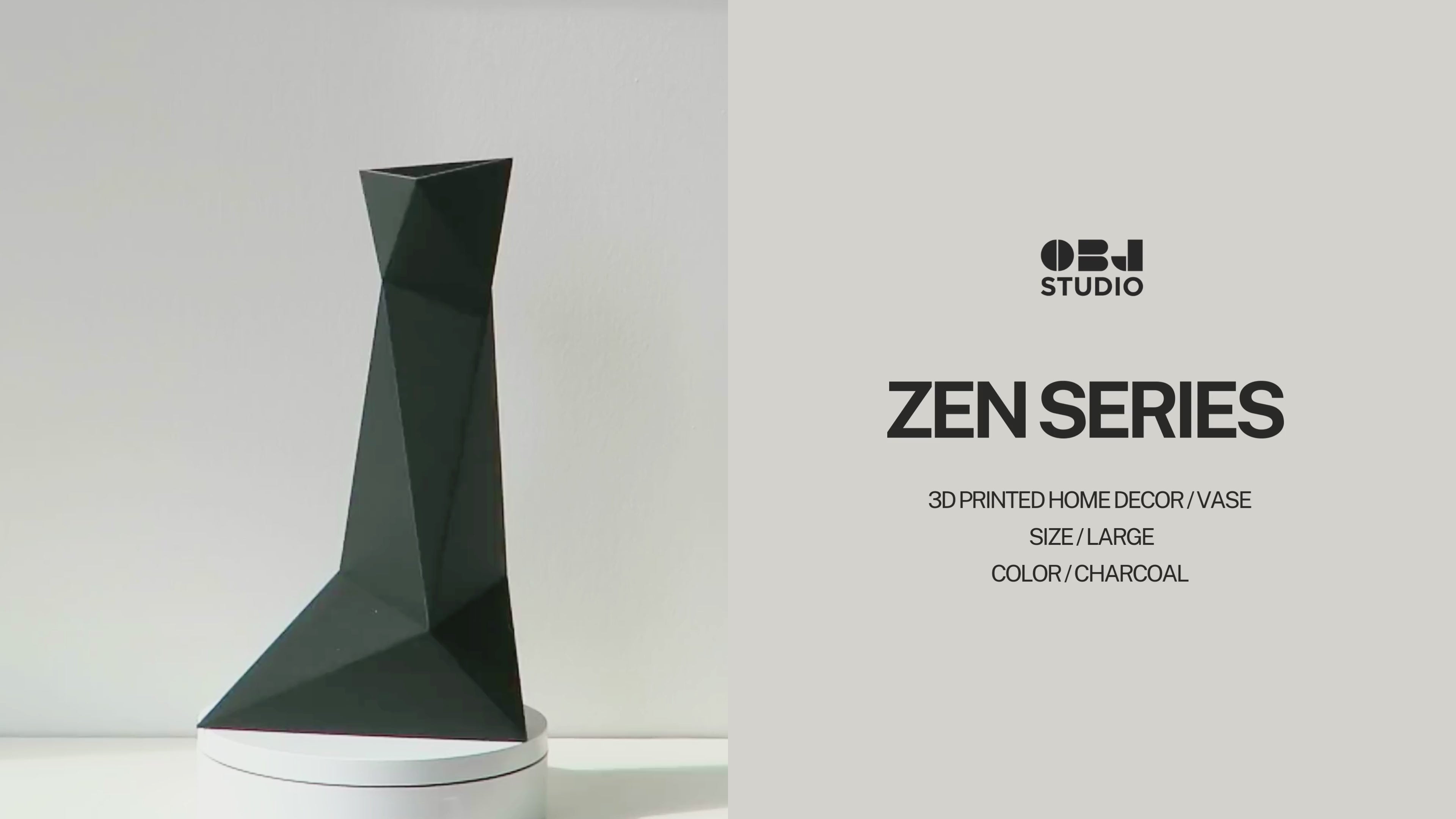OBJ STUDIO Zen Series Large Vase, 3D-printed from sustainable PLA with bold minimalist design, eco-friendly statement décor for modern interiors and design lovers.