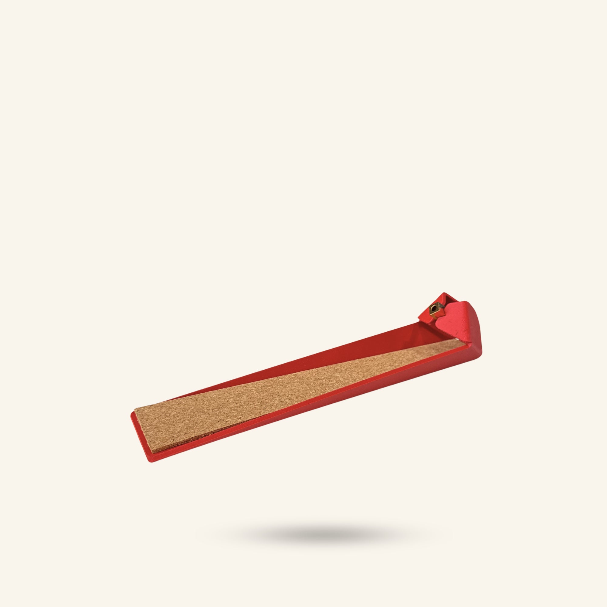 Red and brown rectangular object on a white background