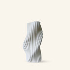 Side view of Fluid Series Large sustainable vase, showcasing gentle curves and modern 3D printed design