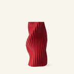Side view of Fluid Series Large sustainable vase, showcasing gentle curves and modern 3D printed design-red