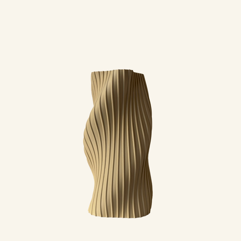 Side view of Fluid Series Large sustainable vase, showcasing gentle curves and modern 3D printed design
