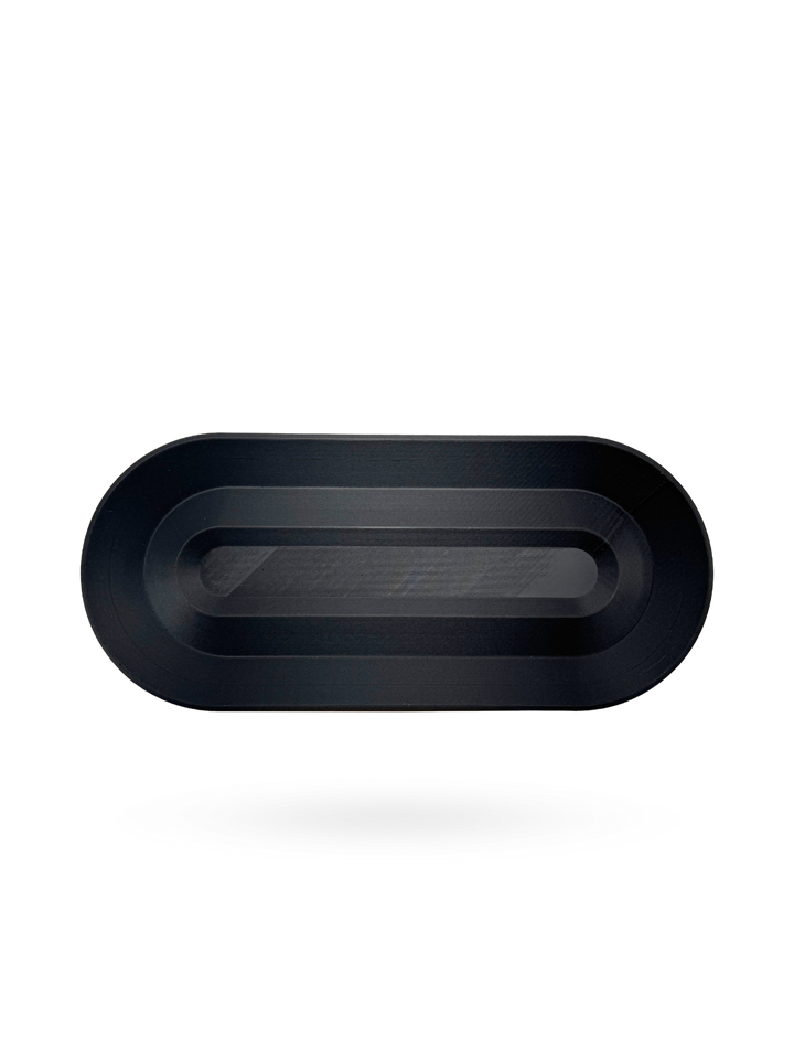 Eco-friendly 3D-printed tray with soft curves and a minimalist design, inspired by natural paths. The Nook Tray, size 10 ¾ x 4 ¾ x 1 inches, blends functionality with sustainable decor, ideal for organizing everyday items.