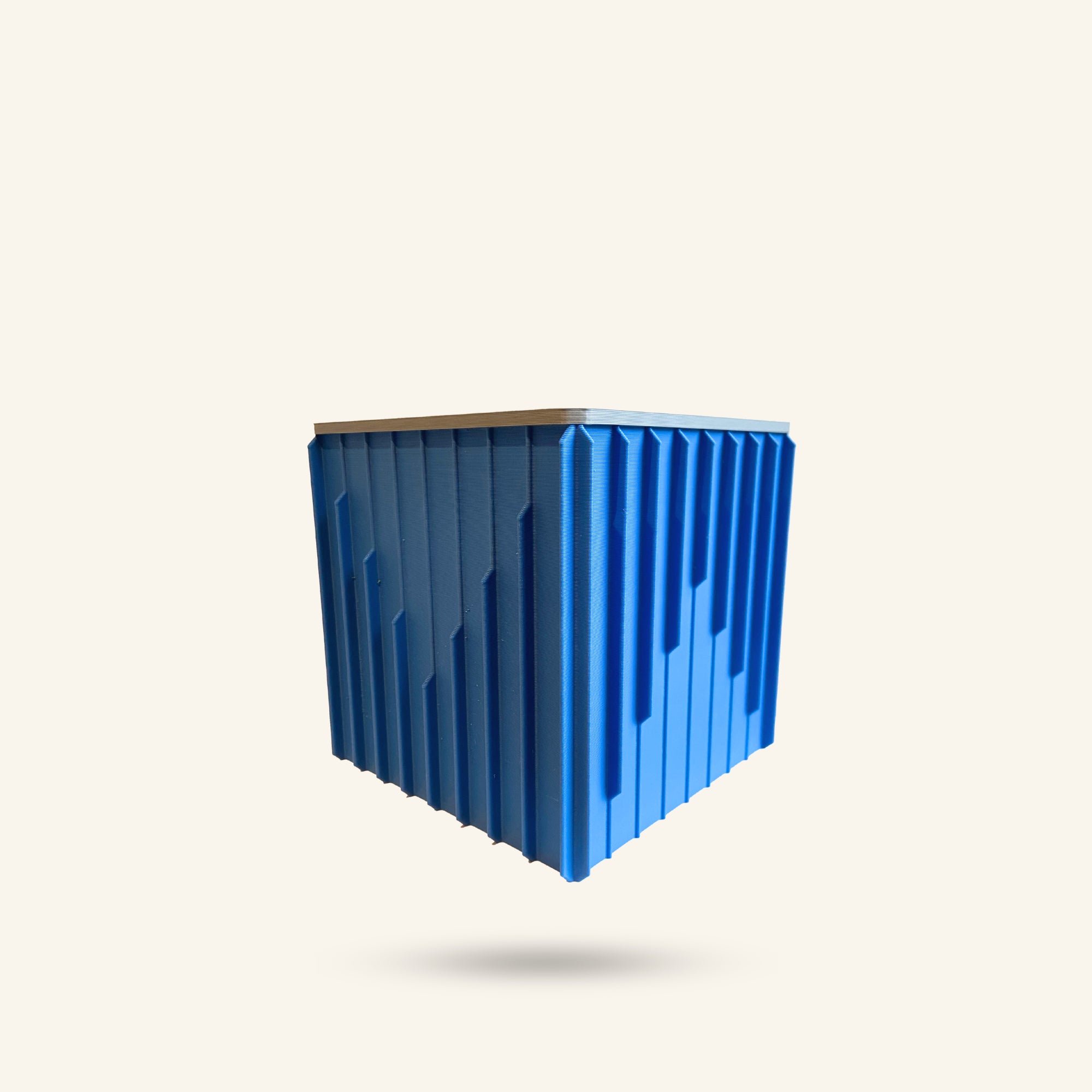 Blue storage bin on a white background