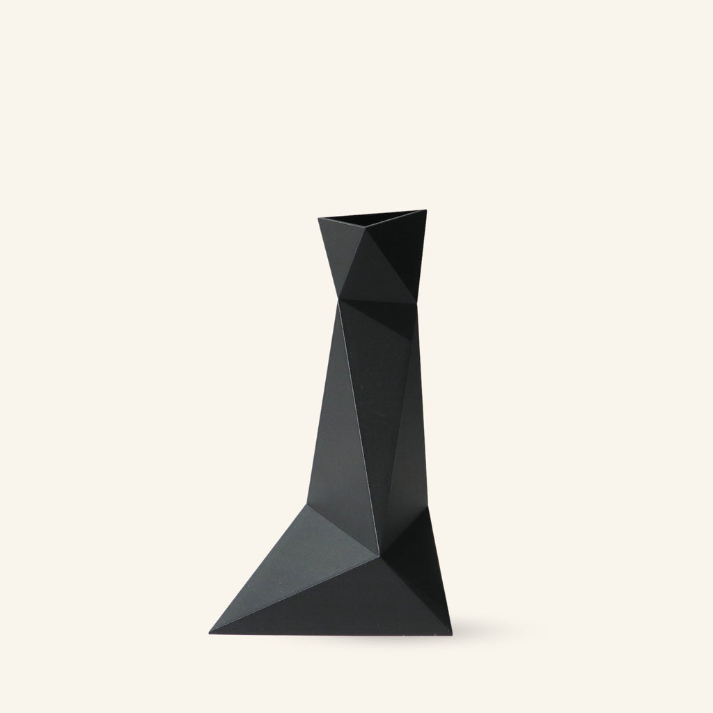 Zen Series Large Vase in black, modern sustainable 3D printed home decor made from plant-based PLA