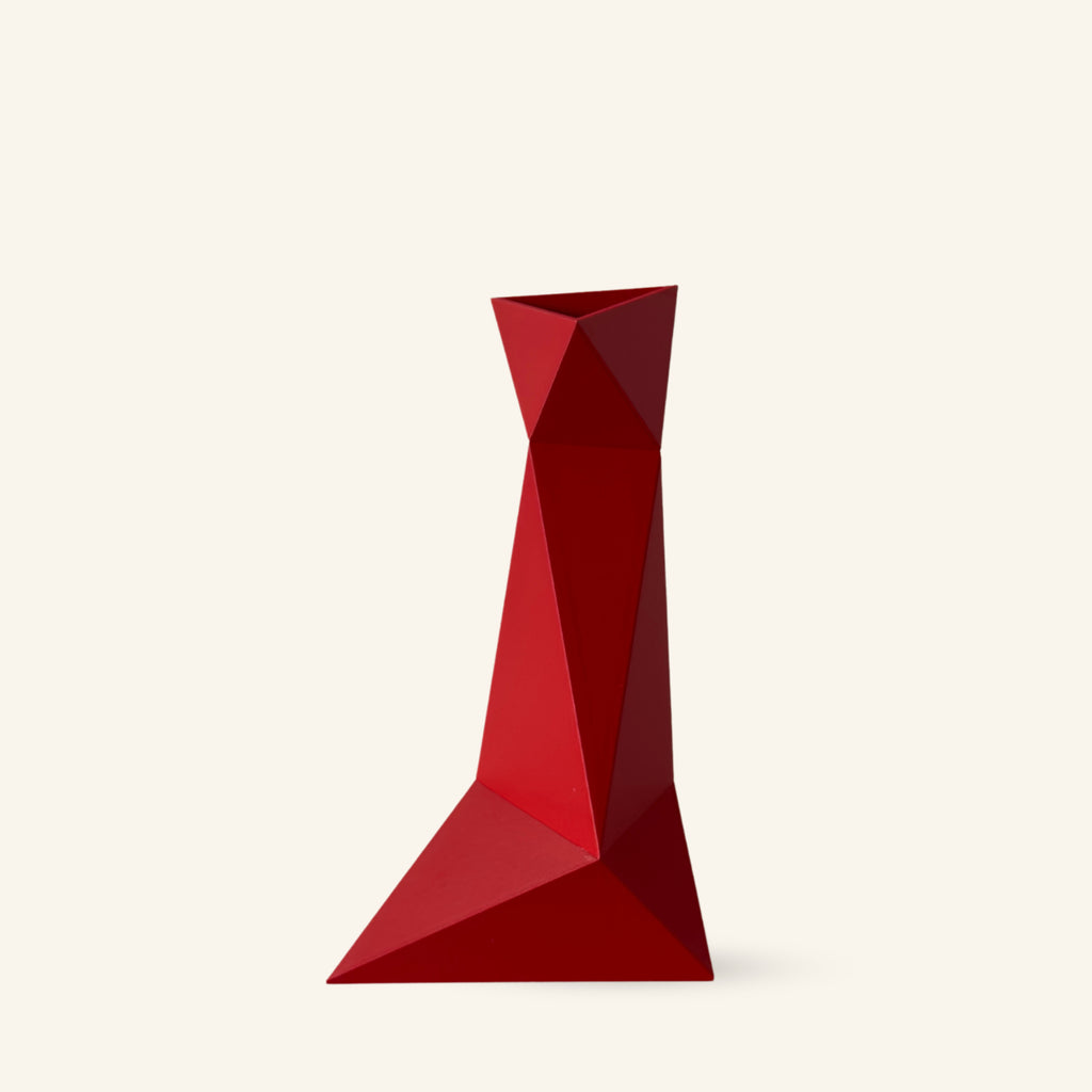 Zen Series Large Vase in red, contemporary sustainable 3D printed vase by OBJ STUDIO