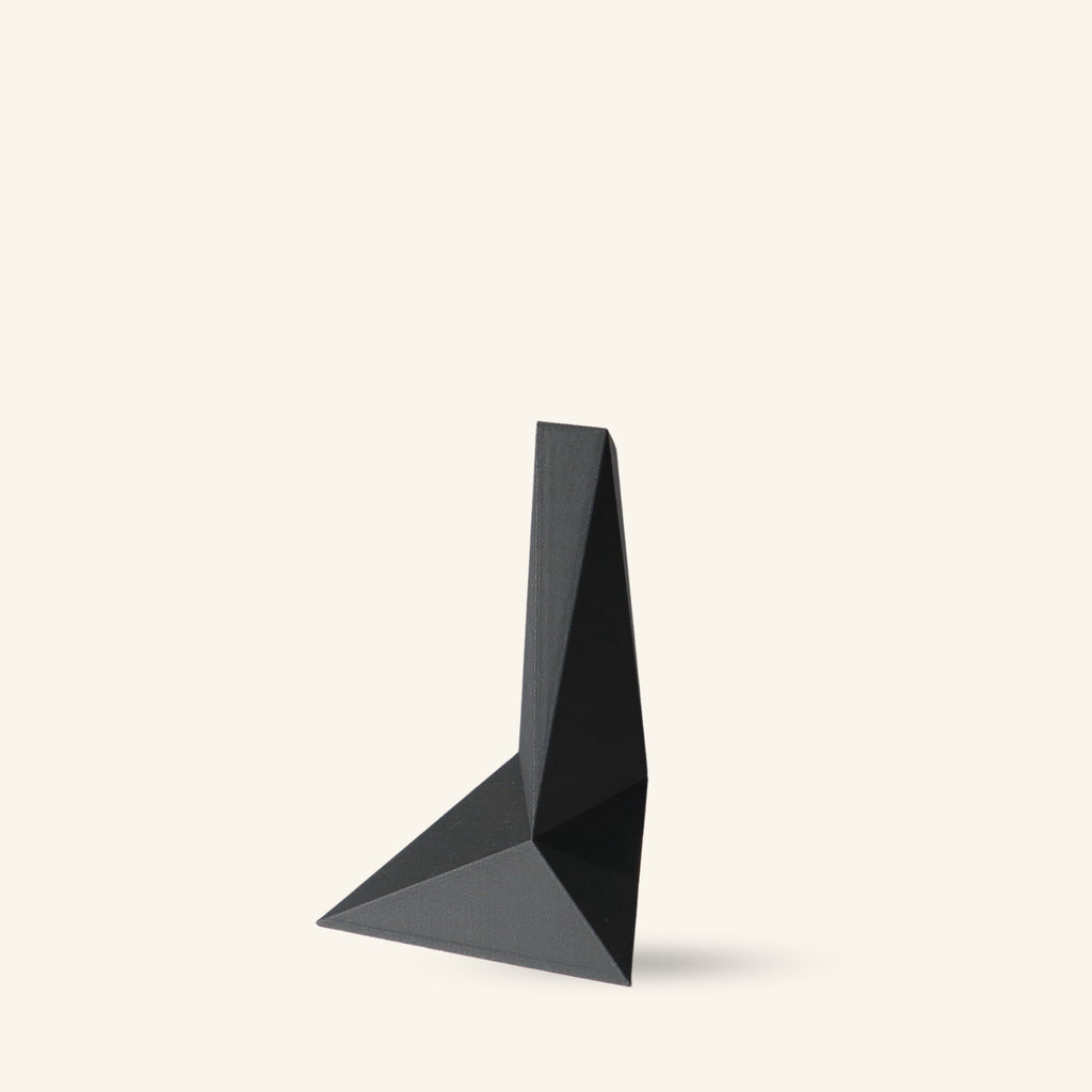 Zen Series Medium Vase in black, sculptural 3D printed home decor made from plant-based PLA