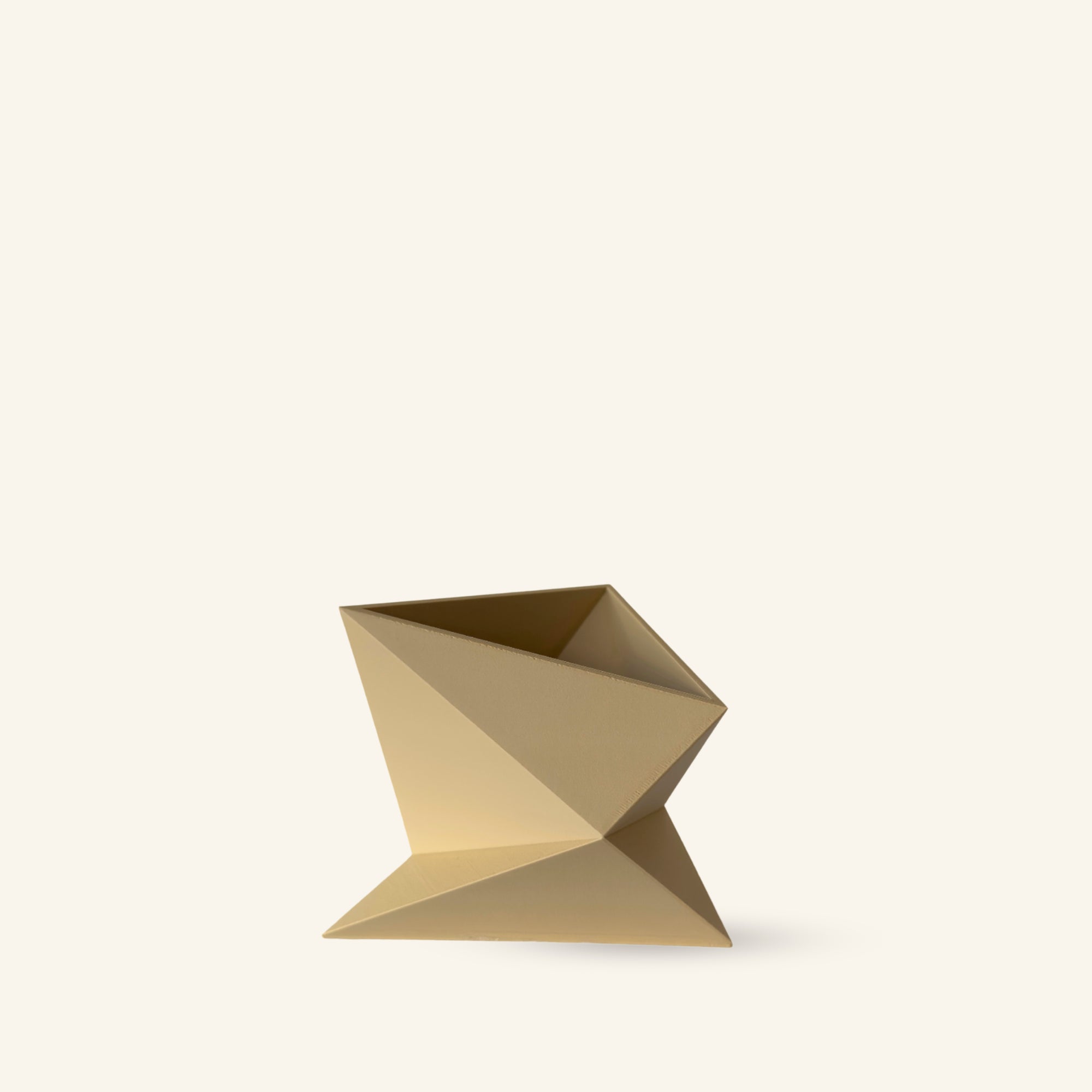 Zen Series Small Planter in beige, sculptural 3D printed planter for modern interiors
