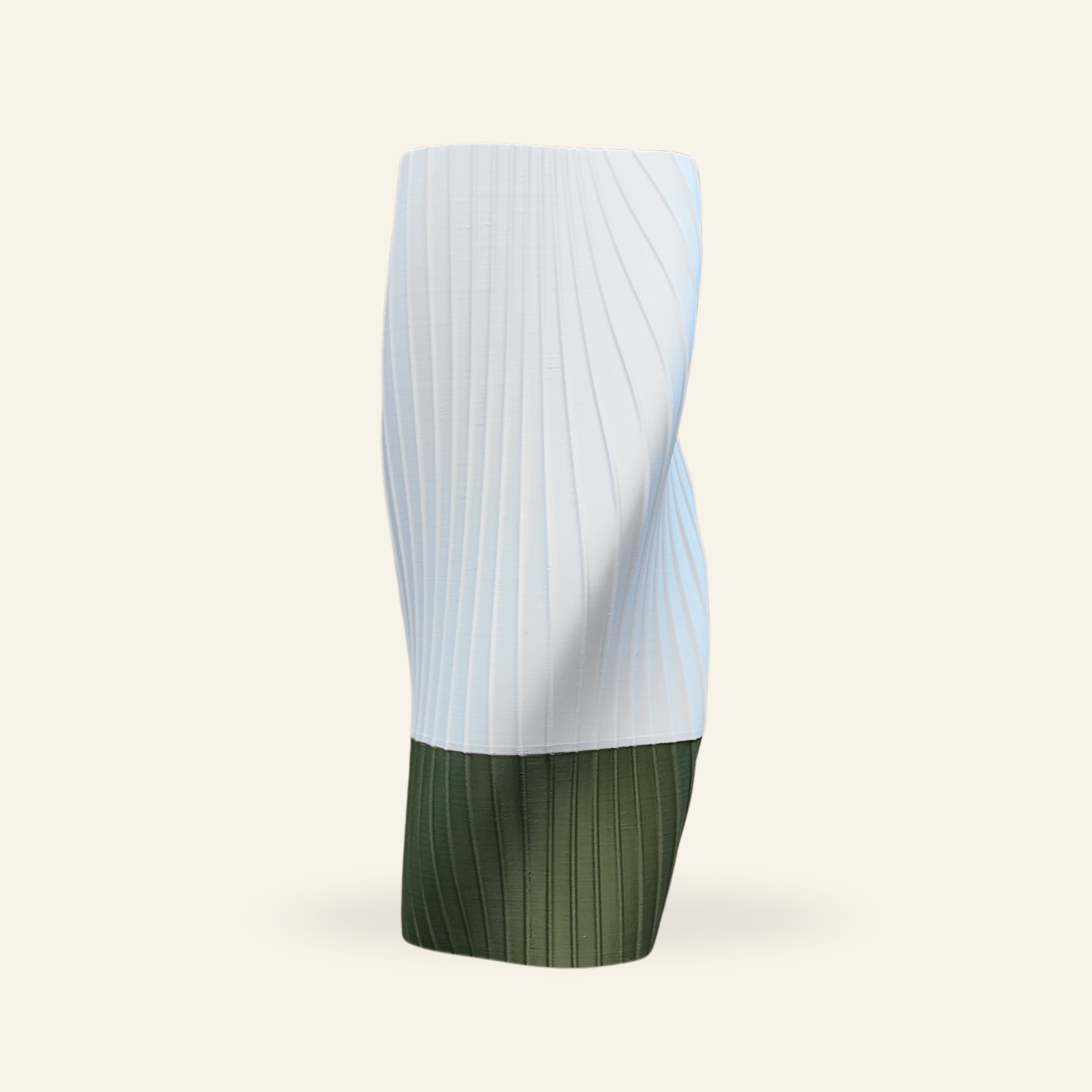 Fluid Series lighting shade with green base, modern 3D printed lamp shade made from plant-based PLA