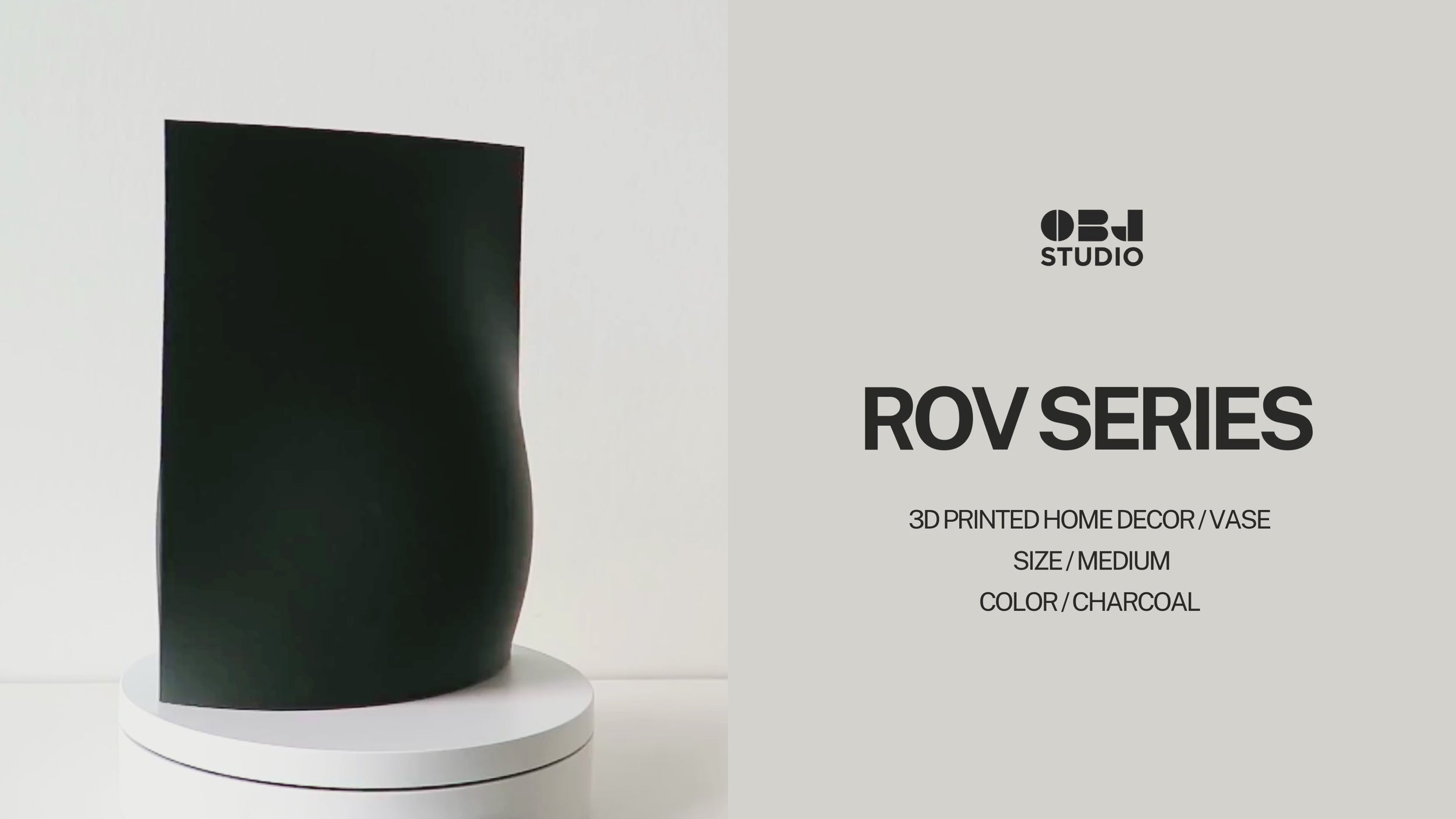 Rove Series Medium vase by OBJ STUDIO, architectural-inspired minimalist form, 3D-printed with PLA for design-forward spaces.